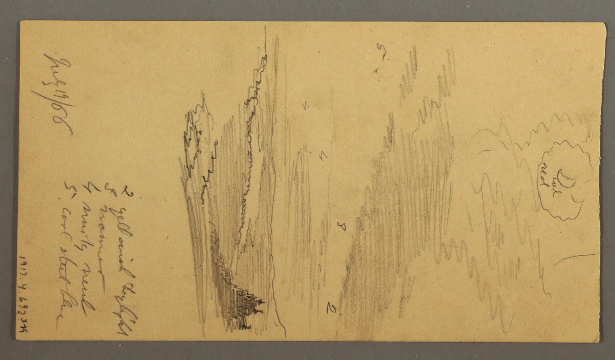 Dibujo, Cielo nublado sobre montañas, 19 de julio de 1866 de Frederic Edwin Church
