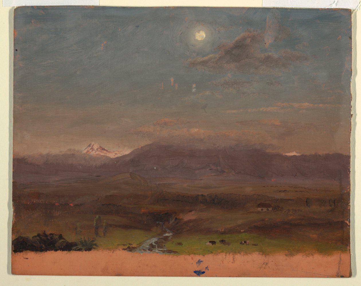 Dibujo, Colombia o Ecuador, montañas, luz de luna, 1853 o 1857 de Frederic Edwin Church