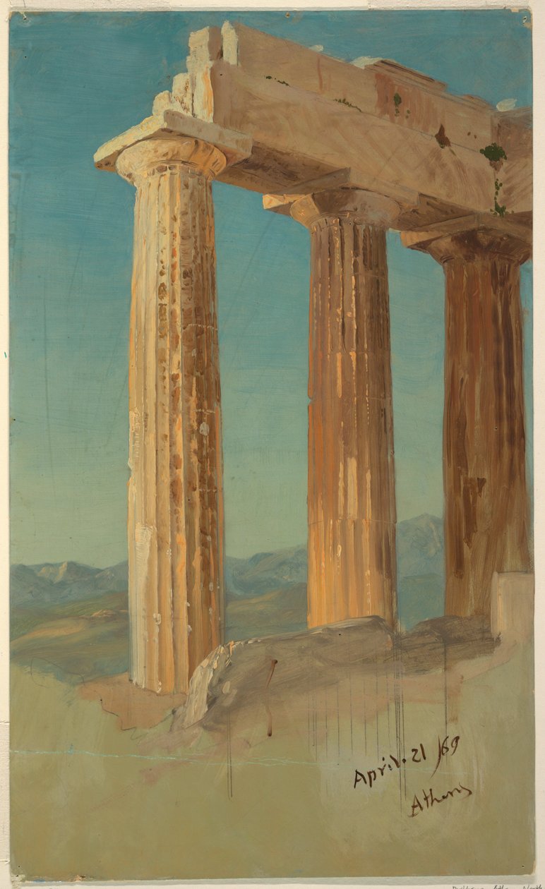 Dibujo, Columnas del Partenón, Atenas, 21 de abril de 1869 de Frederic Edwin Church