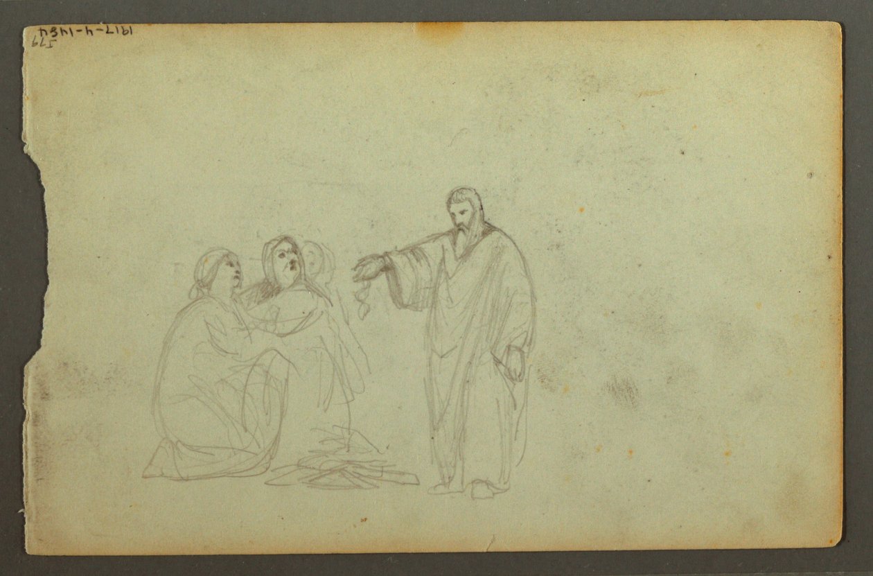 Dibujo, Vagón cubierto, Tres estudios de una mujer, posiblemente 1868 de Frederic Edwin Church