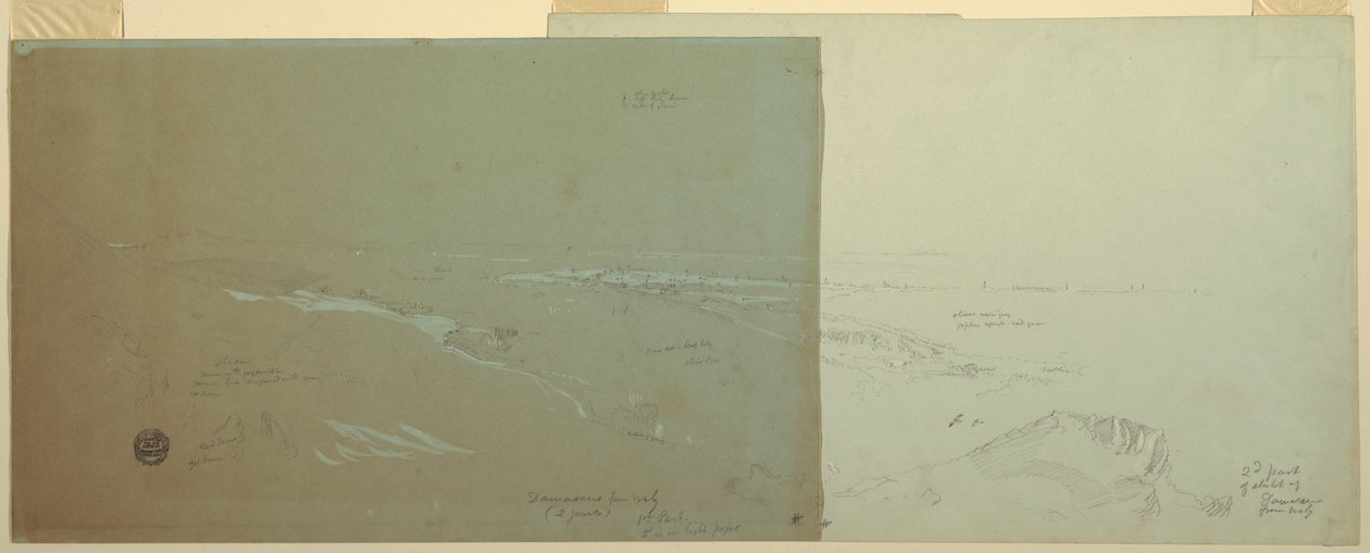 Dibujo, Damasco, Siria, vista desde el noroeste, 2ª parte, abril o mayo de 1868 de Frederic Edwin Church