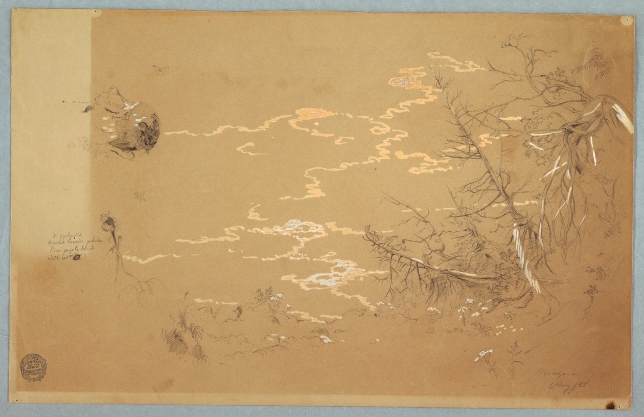 Dibujo, Vista detallada del borde del banco canadiense, agosto de 1858 de Frederic Edwin Church