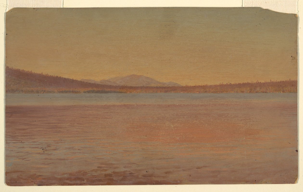 Dibujo, Vista lejana de los montes Katahdin y Traveller desde el lago Millinocket, 1870-80 de Frederic Edwin Church