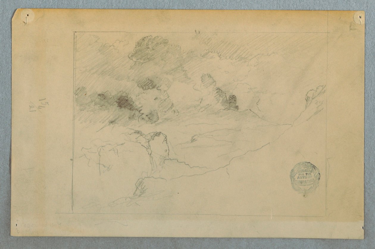 Dibujo, Vista lejana del volcán Sangay en erupción, Ecuador, 1857-62 de Frederic Edwin Church