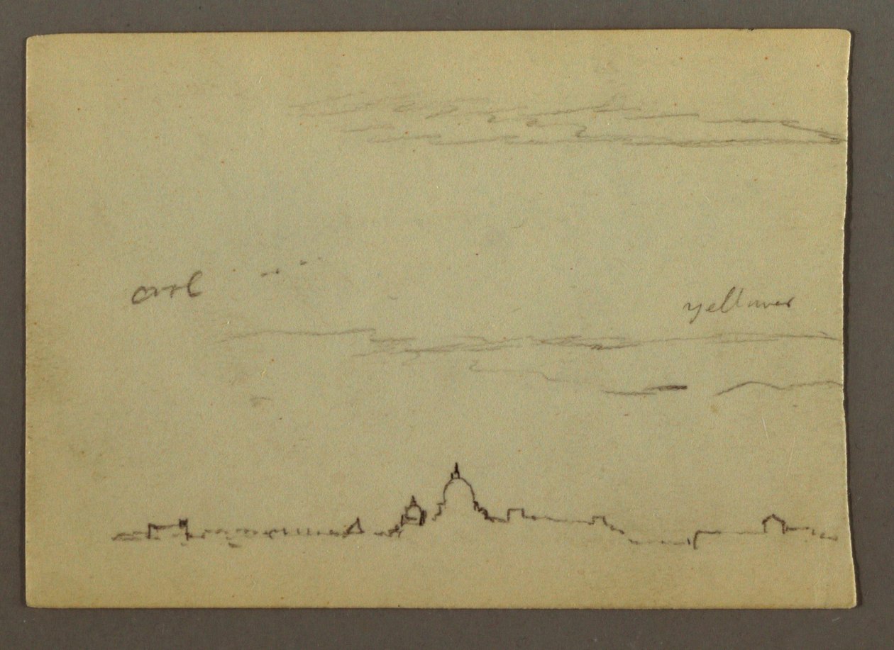 Dibujo, Vista lejana de la Basílica de San Pedro y el Vaticano, Roma, Italia, enero de 1869 de Frederic Edwin Church