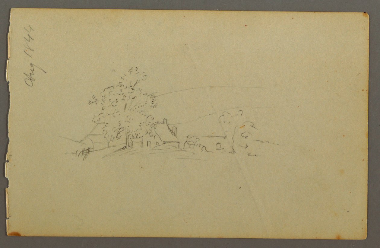 Dibujo, Edificios agrícolas distantes, 1844 de Frederic Edwin Church