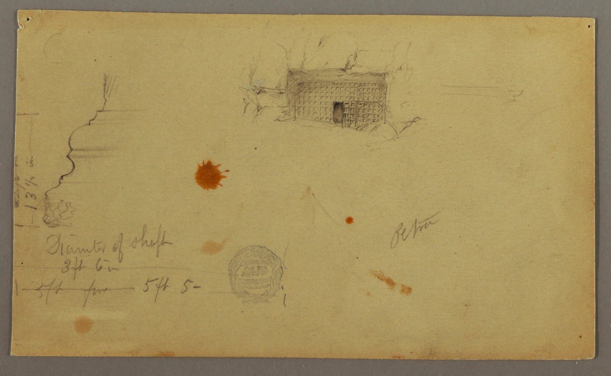 Dibujo, Casa abovedada, Casa con escalera, febrero, posiblemente 1868 de Frederic Edwin Church
