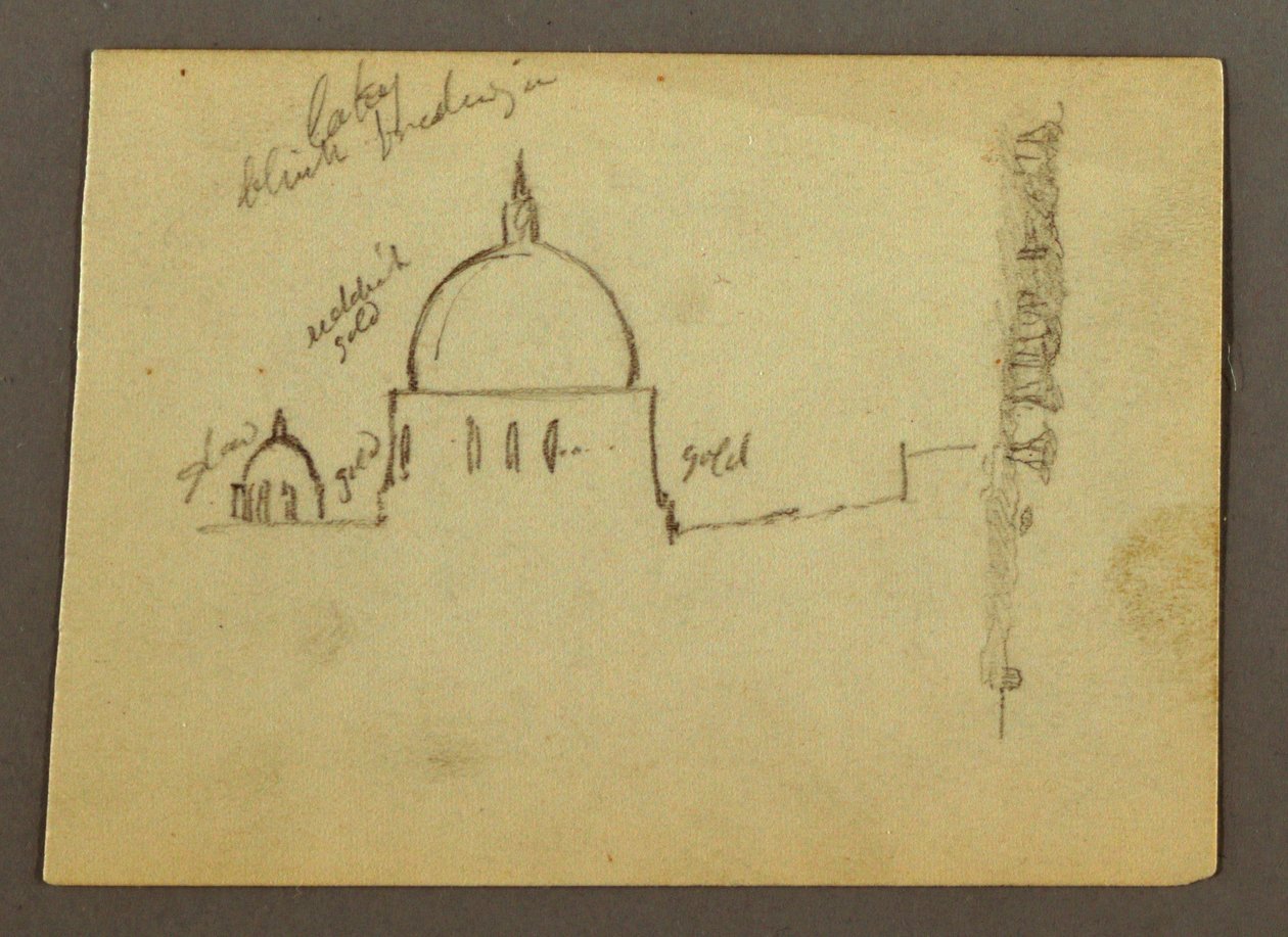 Dibujo, Cúpulas de la Basílica de San Pedro (vistas desde el norte), Roma, Italia, enero de 1869 de Frederic Edwin Church