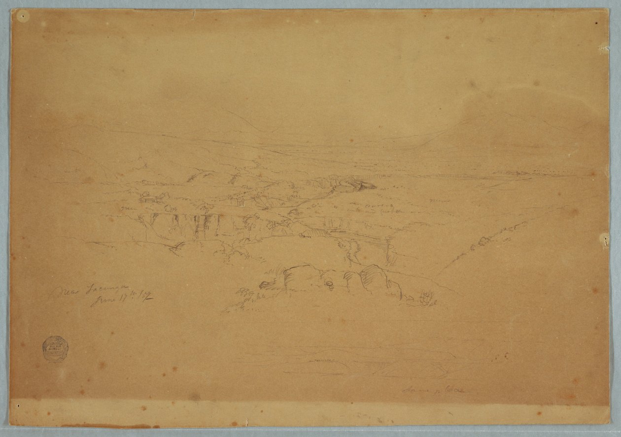 Dibujo, Dibujo.  Bocetos.  Paisaje, "Cerca de Tacunga", Ecuador, 17 de junio de 1857 de Frederic Edwin Church