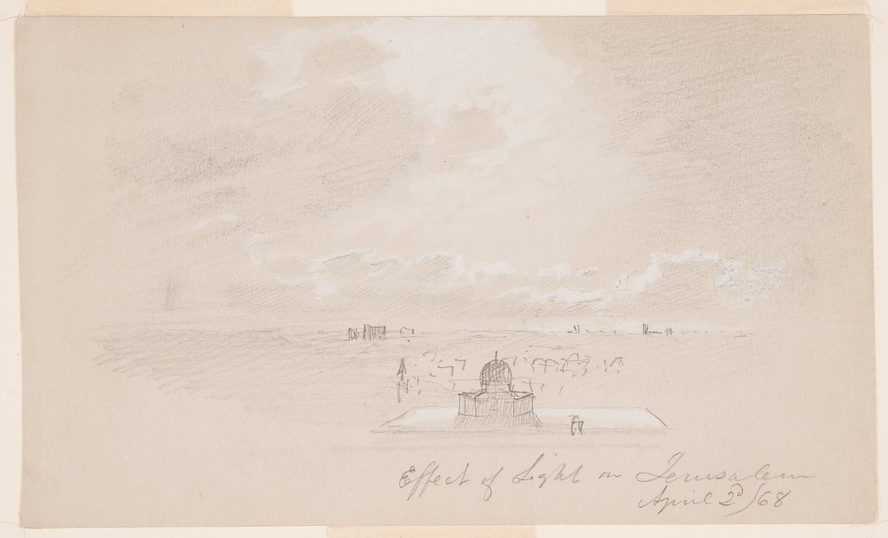 Dibujo, Efecto de la luz sobre Jerusalén, 2 de abril de 1868 de Frederic Edwin Church