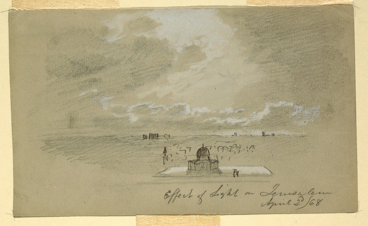 Dibujo, Efecto de la luz sobre Jerusalén, 2 de abril de 1868 de Frederic Edwin Church