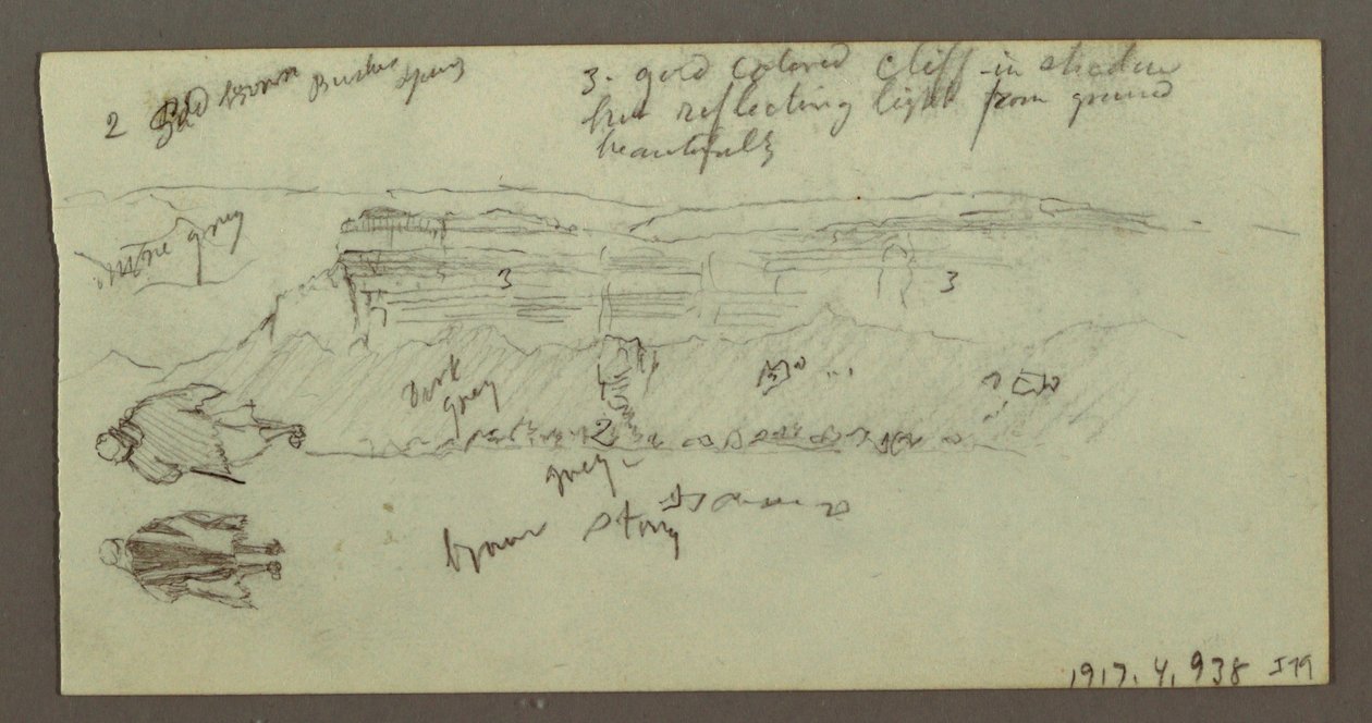 Dibujo, Figura montada en camello, Figura paseando, Hilside y Hilltop, posiblemente 1868 de Frederic Edwin Church
