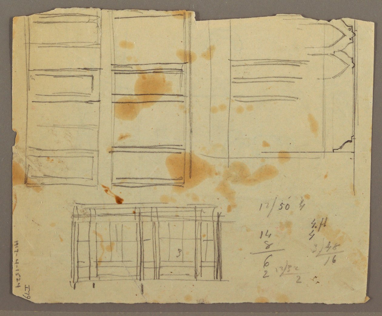 Dibujo, Bocetos de figuras; Verso: Librería, 1853 de Frederic Edwin Church