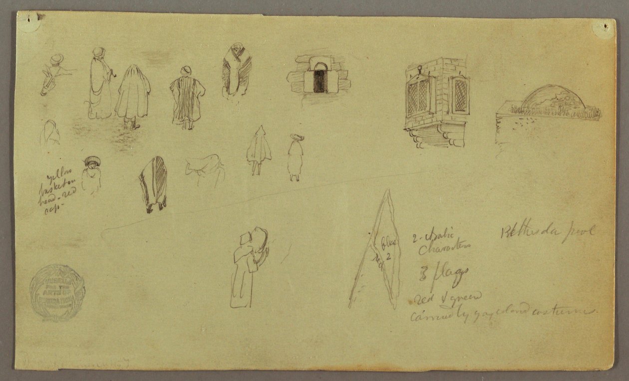 Dibujo, Estudios de figuras, Bandera de ventanas, posiblemente 1868 de Frederic Edwin Church