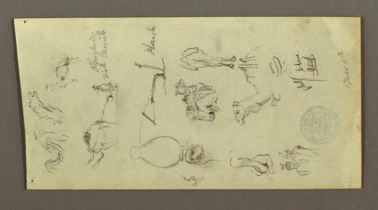 Dibujo, Figura y estudios de camello, 4 de marzo, posiblemente 1868 de Frederic Edwin Church