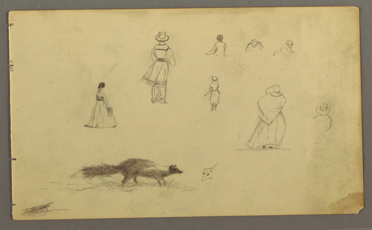 Dibujo, Figura estudiada de espaldas, una mofeta, posiblemente 1857-58 de Frederic Edwin Church