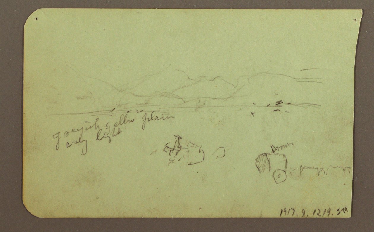 Dibujo, Figuras, Verso: Figura, Paisaje, 1883 de Frederic Edwin Church