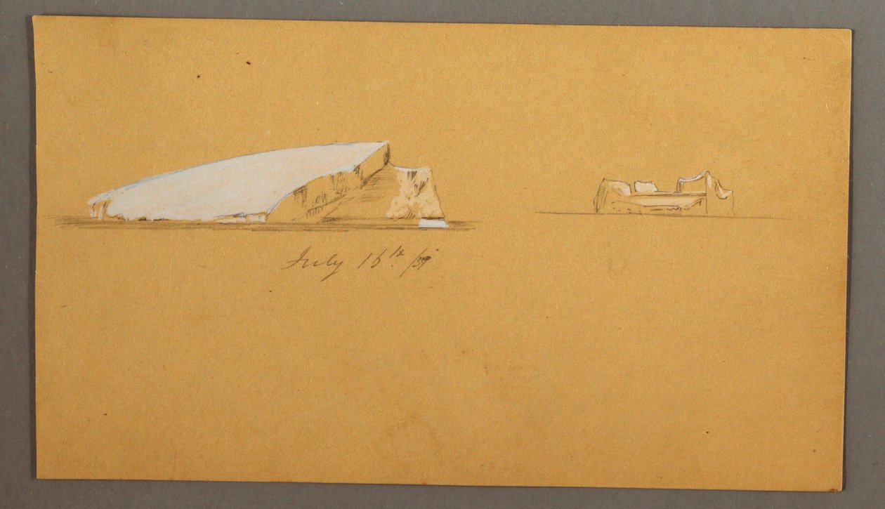 Dibujo, Icebergs flotantes, 16 de julio de 1859 de Frederic Edwin Church