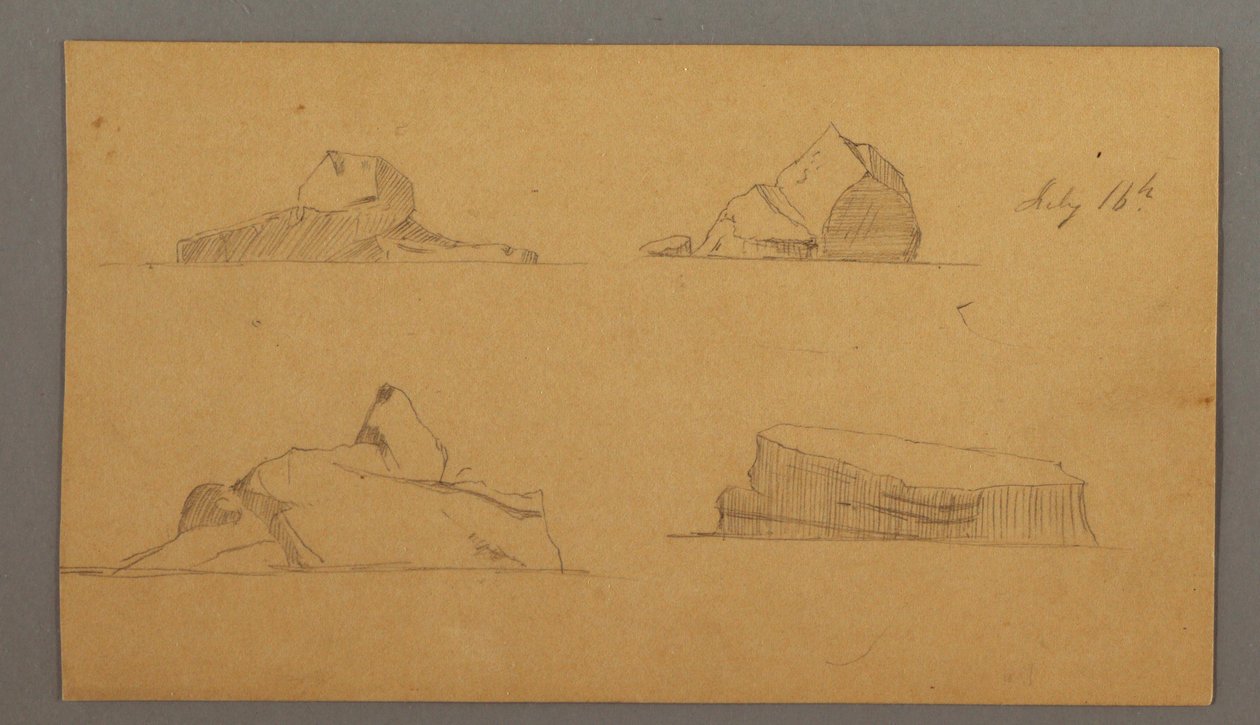 Dibujo, Icebergs flotantes, 16 de julio de 1859 de Frederic Edwin Church