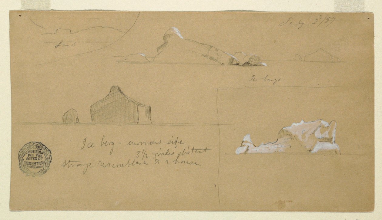 Dibujo, Icebergs flotantes, 2 de julio de 1859 de Frederic Edwin Church