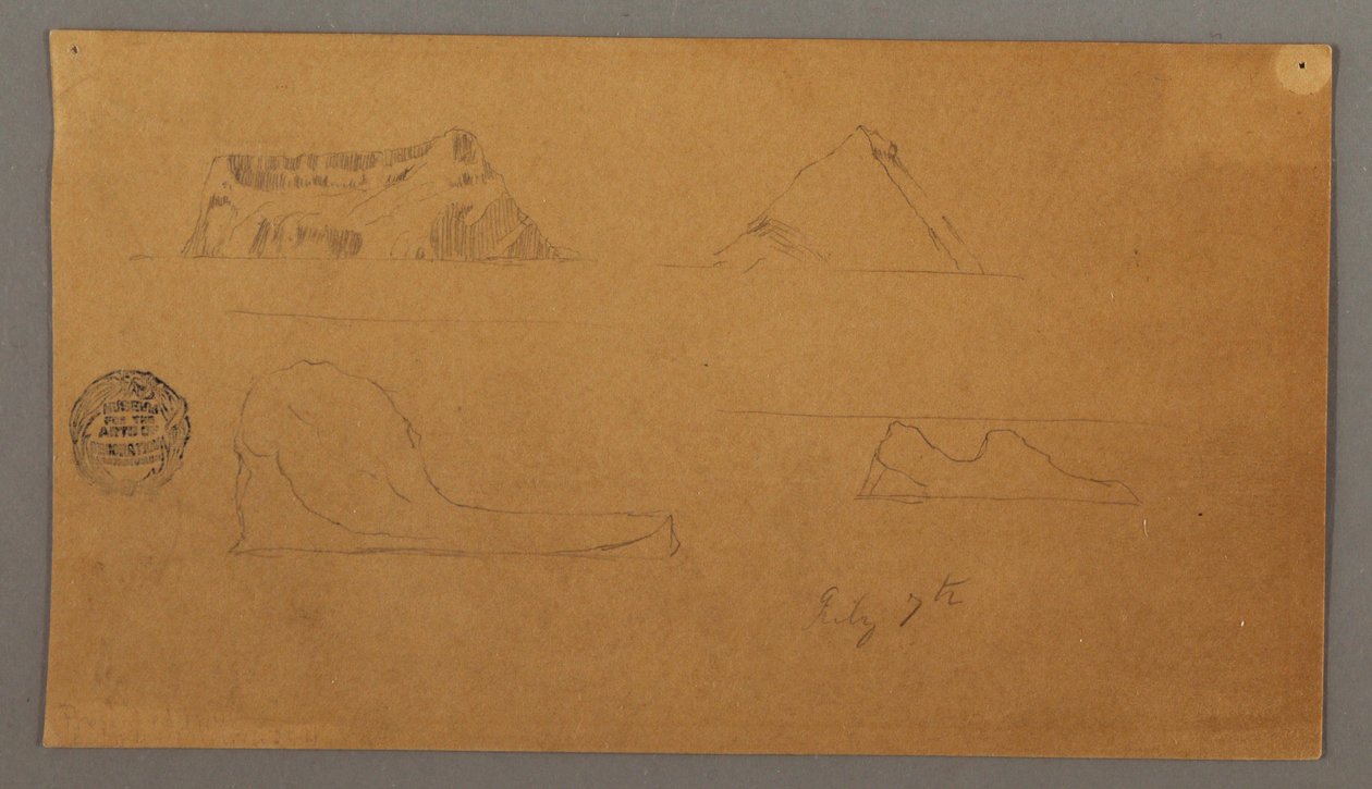 Dibujo, Icebergs flotantes, 7 de julio de 1859 de Frederic Edwin Church