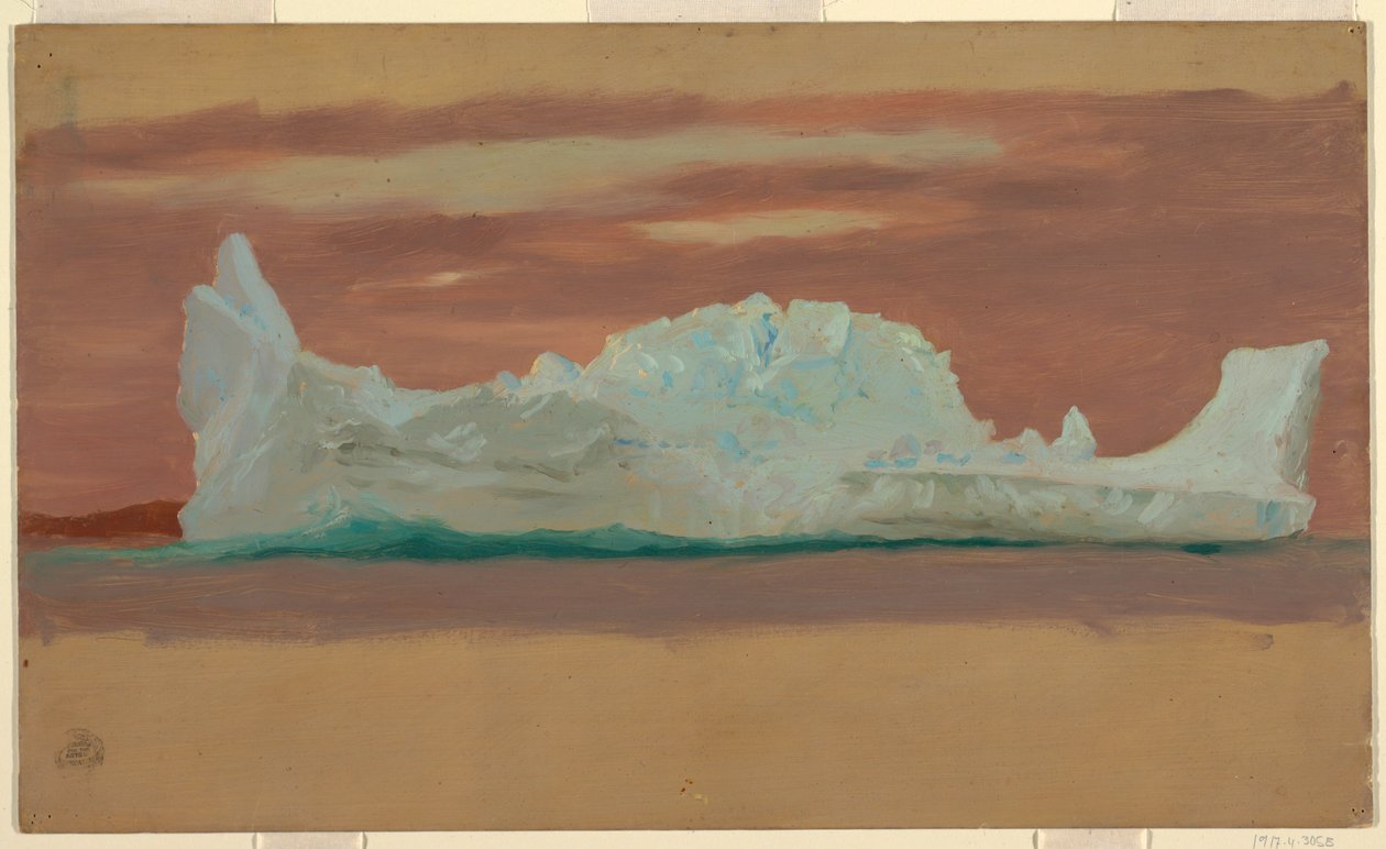 Dibujo, Icebergs flotantes bajo cielo nublado, Terranova, julio de 1859 de Frederic Edwin Church