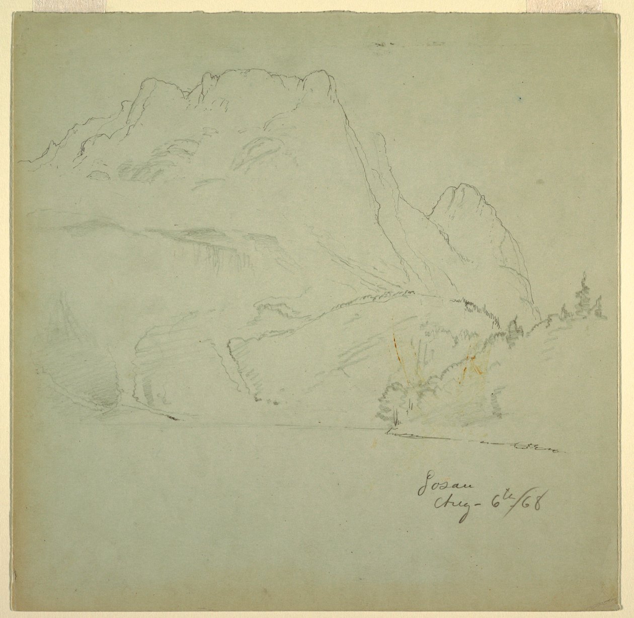 Dibujo, De uno de los lagos de Gosau, Salzkammergut, 6 de agosto de 1868 de Frederic Edwin Church
