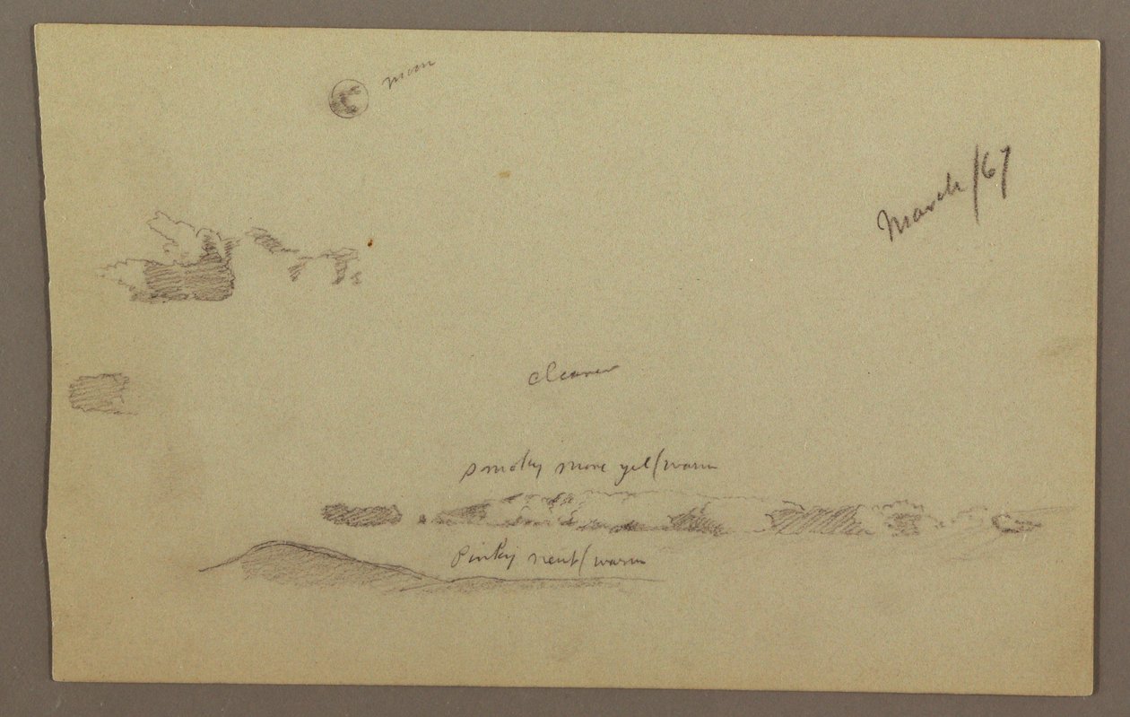 Dibujo, Luna llena, Nubes, década de 1860 de Frederic Edwin Church