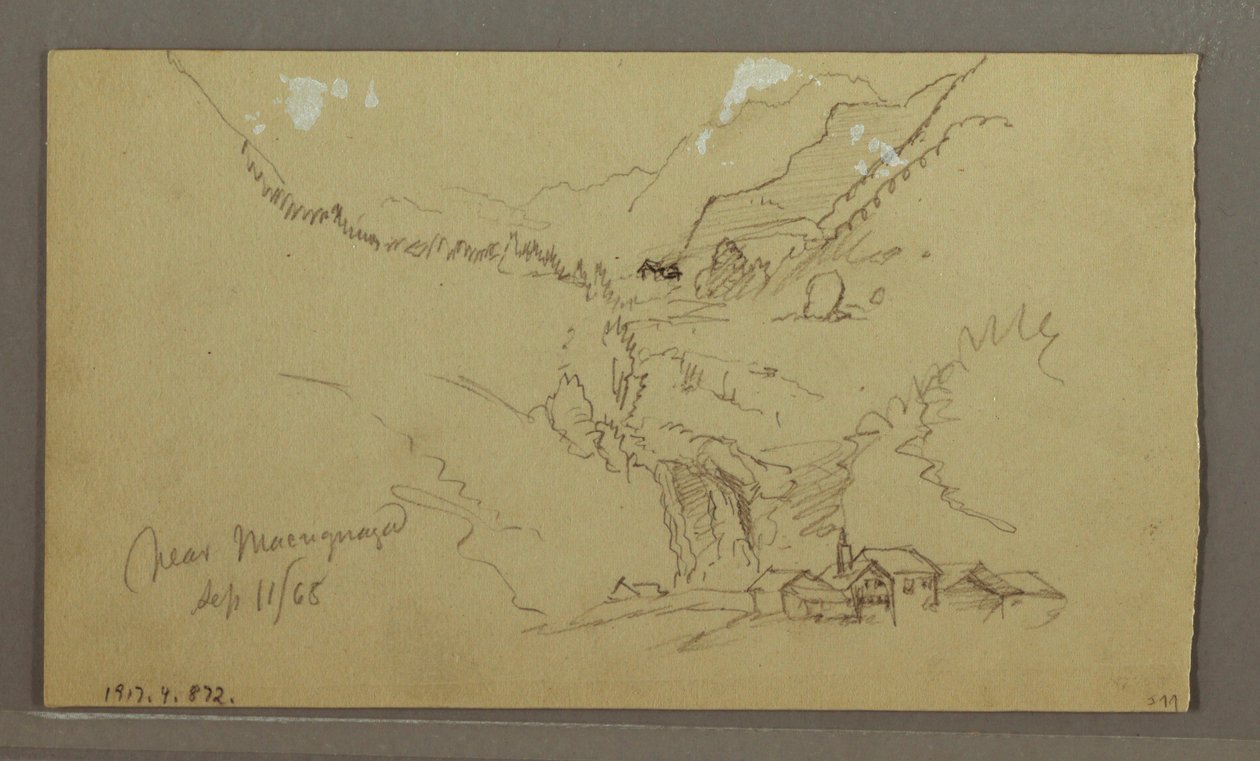Dibujo, Glaciar, puente y casa, septiembre de 1868 de Frederic Edwin Church