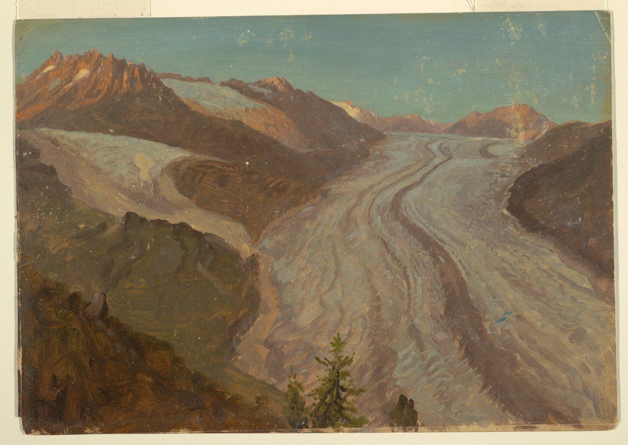 Dibujo, Gran glaciar Aletasch, Suiza, agosto de 1868 de Frederic Edwin Church