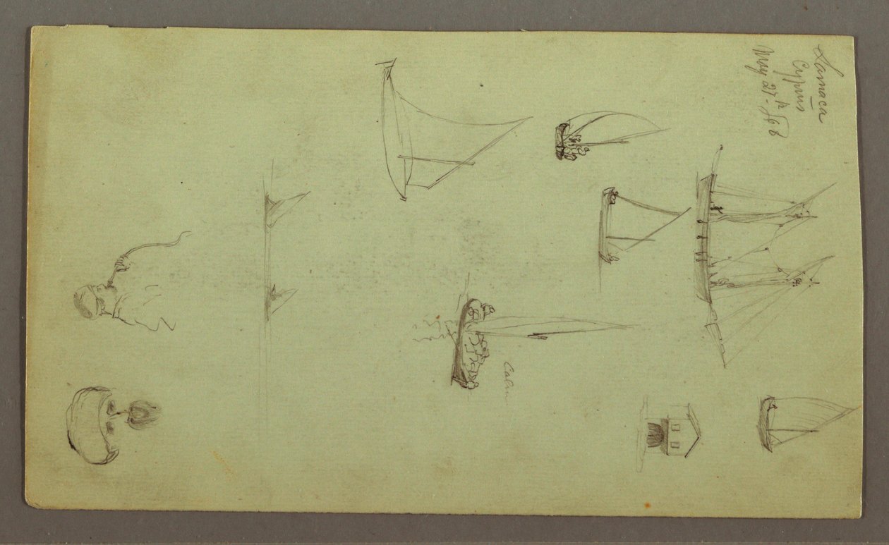 Dibujo, Cabeza de hombre, Hombre fumando, Estudios de velero, Casa, 27 de mayo de 1868 de Frederic Edwin Church