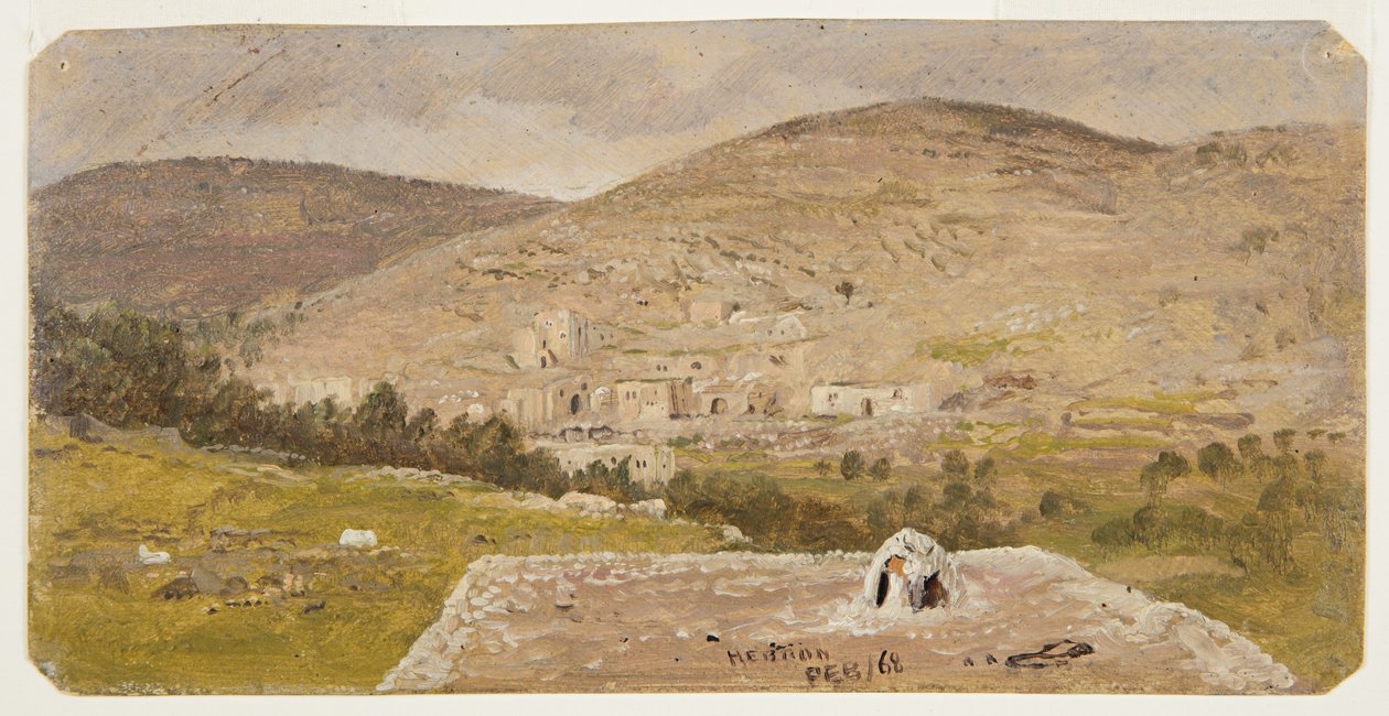 Dibujo, Hebrón, vista general, febrero de 1868 de Frederic Edwin Church