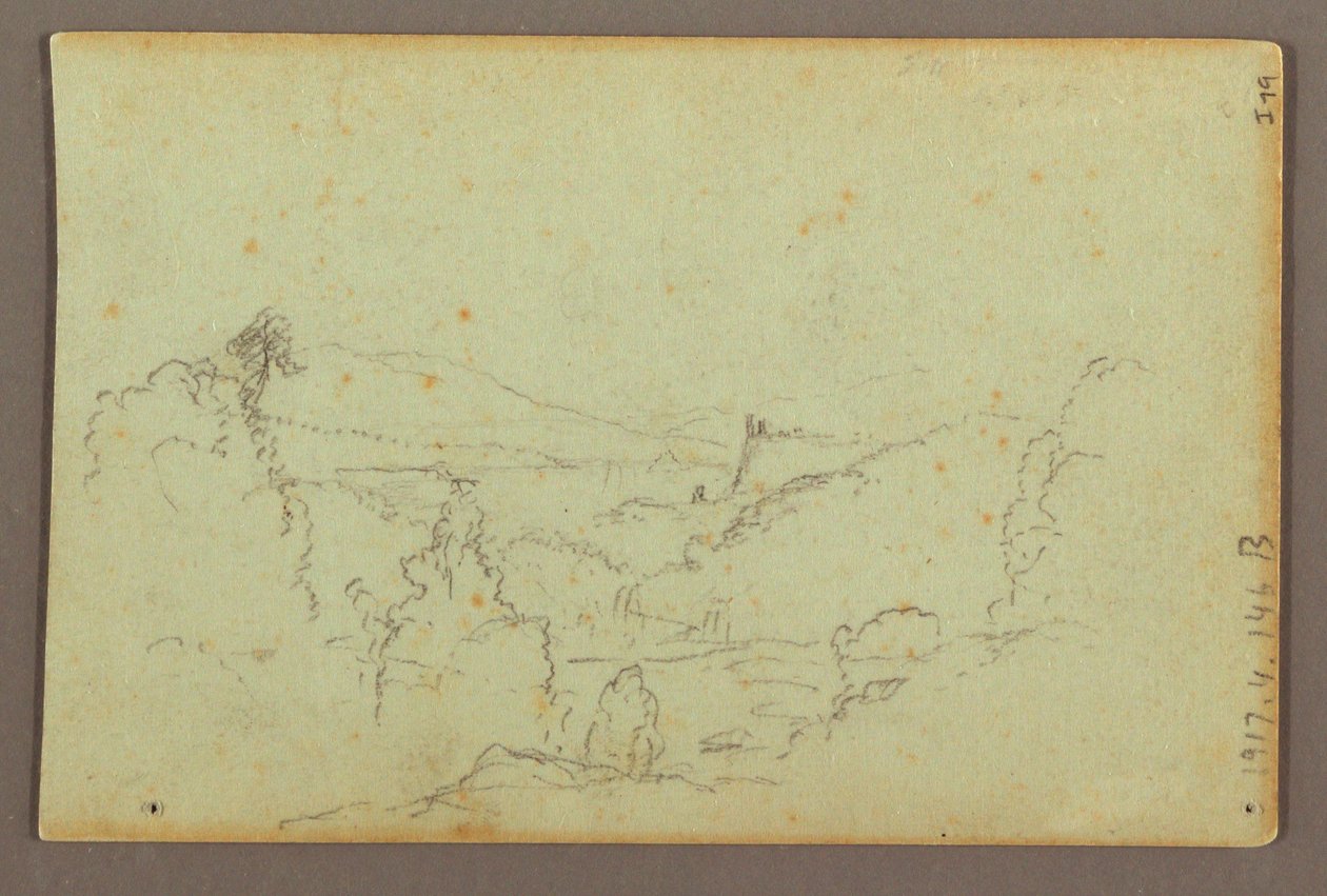 Dibujo, Hennequin Point y las cataratas americanas, río Niágara, posiblemente 1856 de Frederic Edwin Church