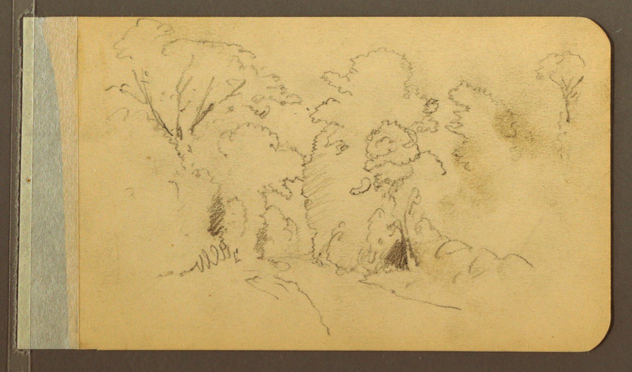Dibujo, Colinas y cordilleras; reverso: Camino en el bosque, 1889 de Frederic Edwin Church
