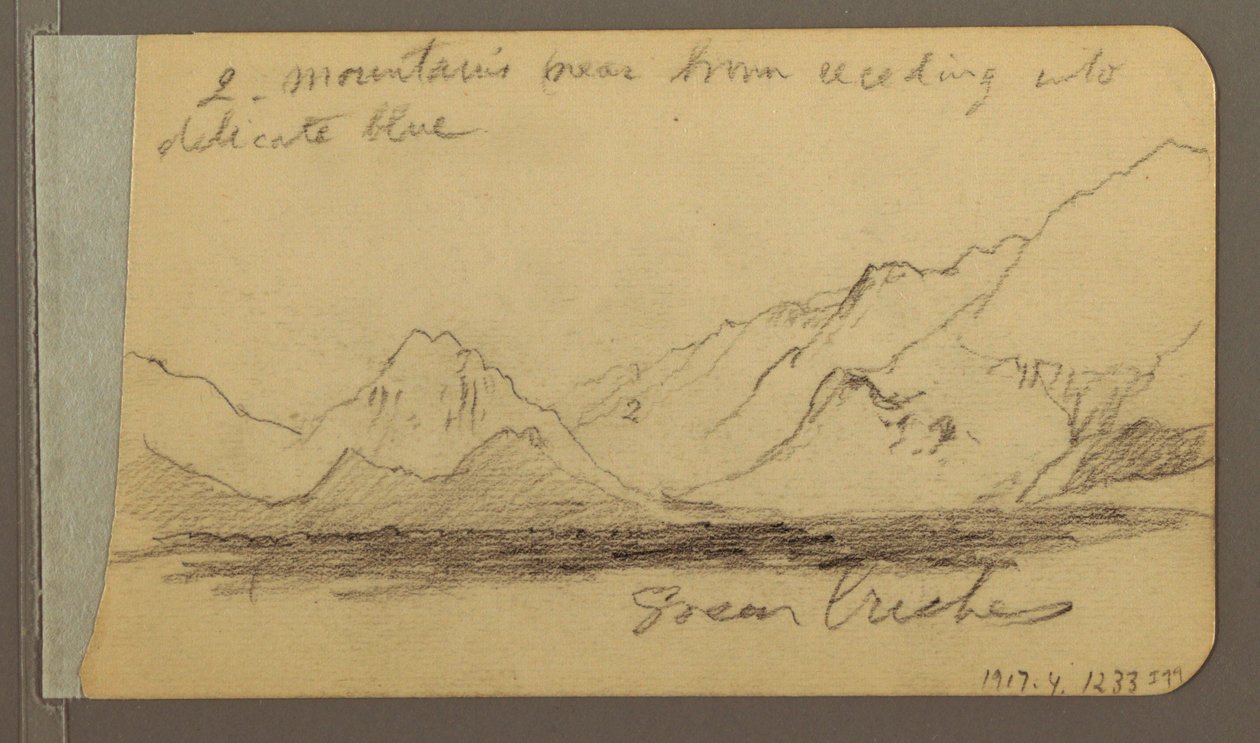 Dibujo, Colinas y cordilleras; reverso: Camino en el bosque, 1889 de Frederic Edwin Church