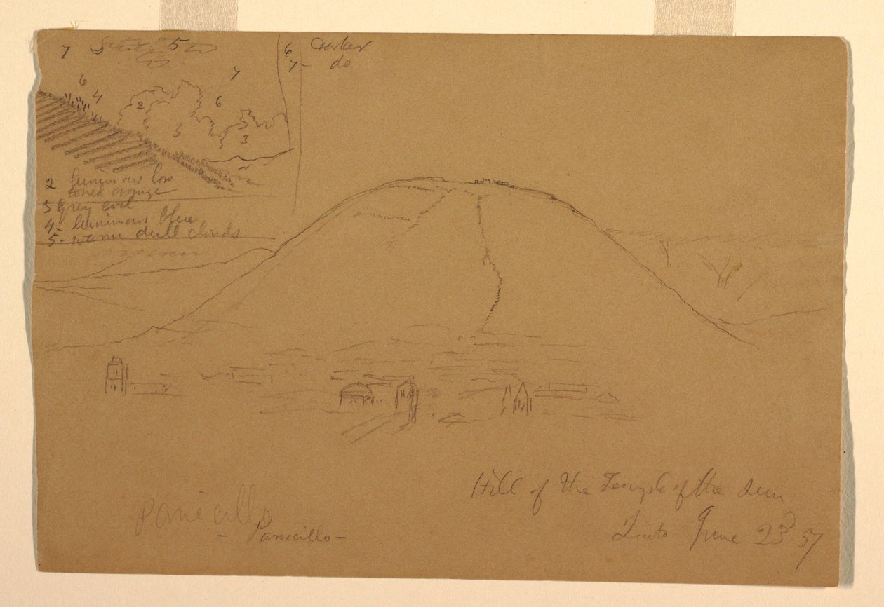 Dibujo, Colina del Templo del Sol, Quito, Ecuador, 23 de junio de 1857 de Frederic Edwin Church