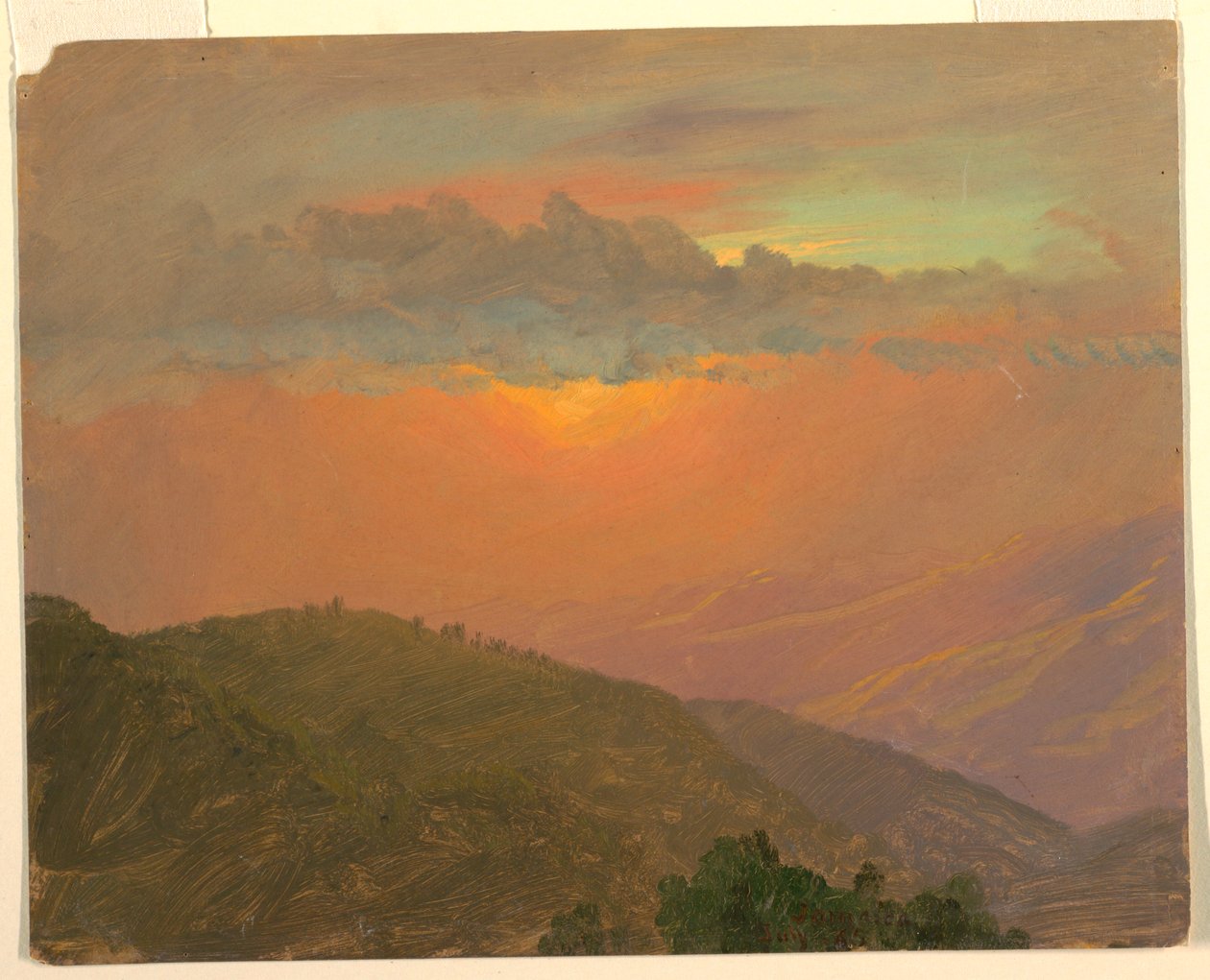Dibujo, Hilltop al atardecer, julio de 1865 de Frederic Edwin Church