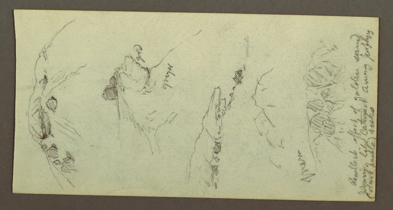 Dibujo, Cumbres con peñascos, posiblemente 1868 de Frederic Edwin Church