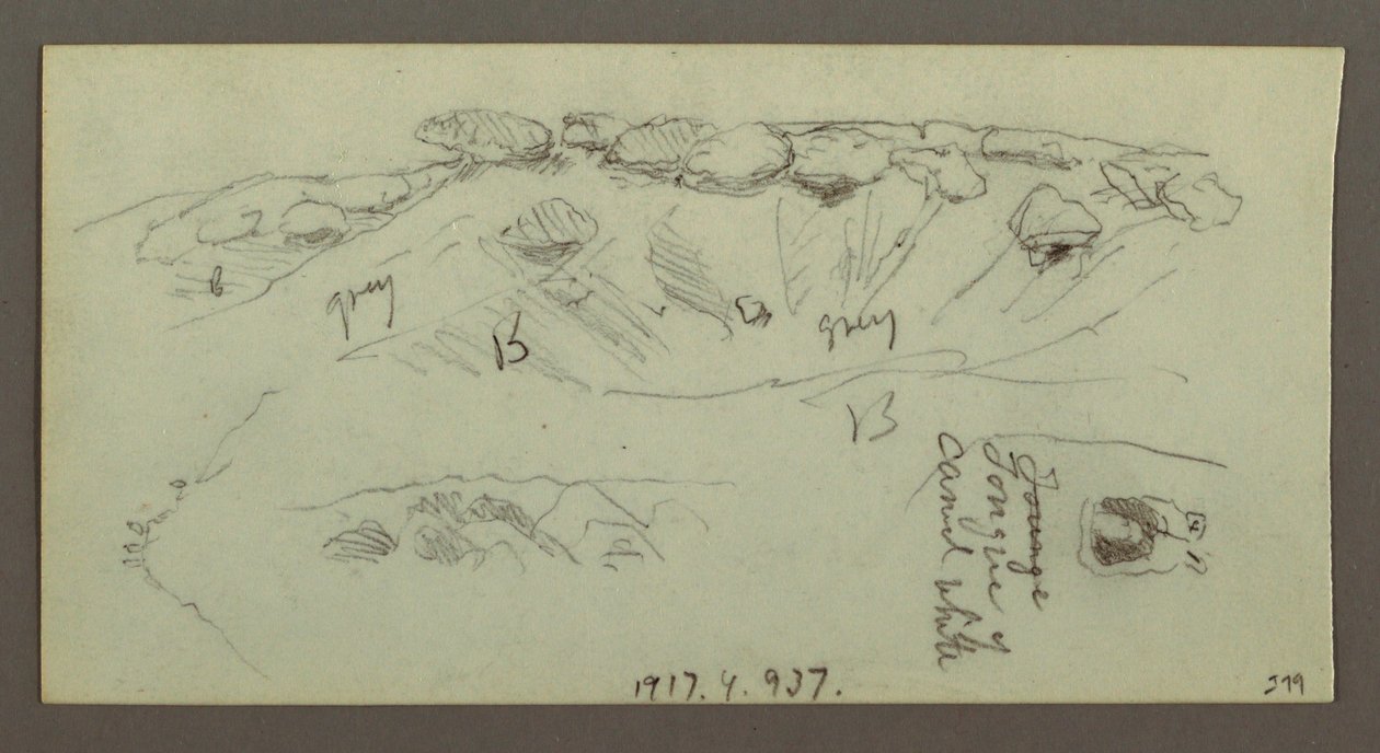 Dibujo, Cumbres con peñascos, posiblemente 1868 de Frederic Edwin Church
