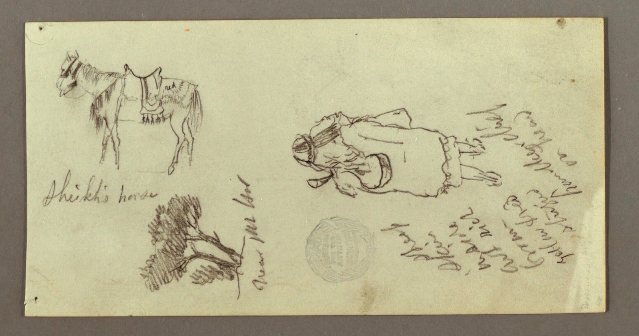 Dibujo, Caballo, Figura de espaldas, Árboles, posiblemente 1868 de Frederic Edwin Church
