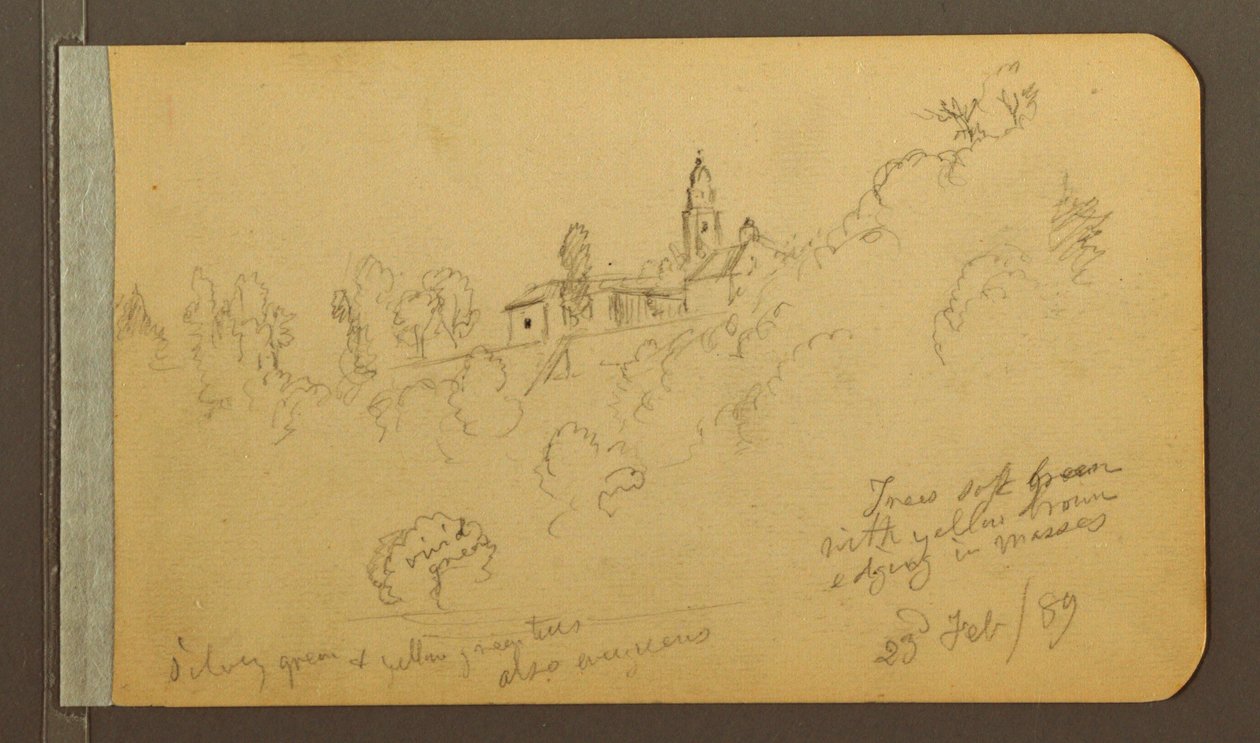 Dibujo, Casas, Steeple, 23 de febrero de 1889 de Frederic Edwin Church