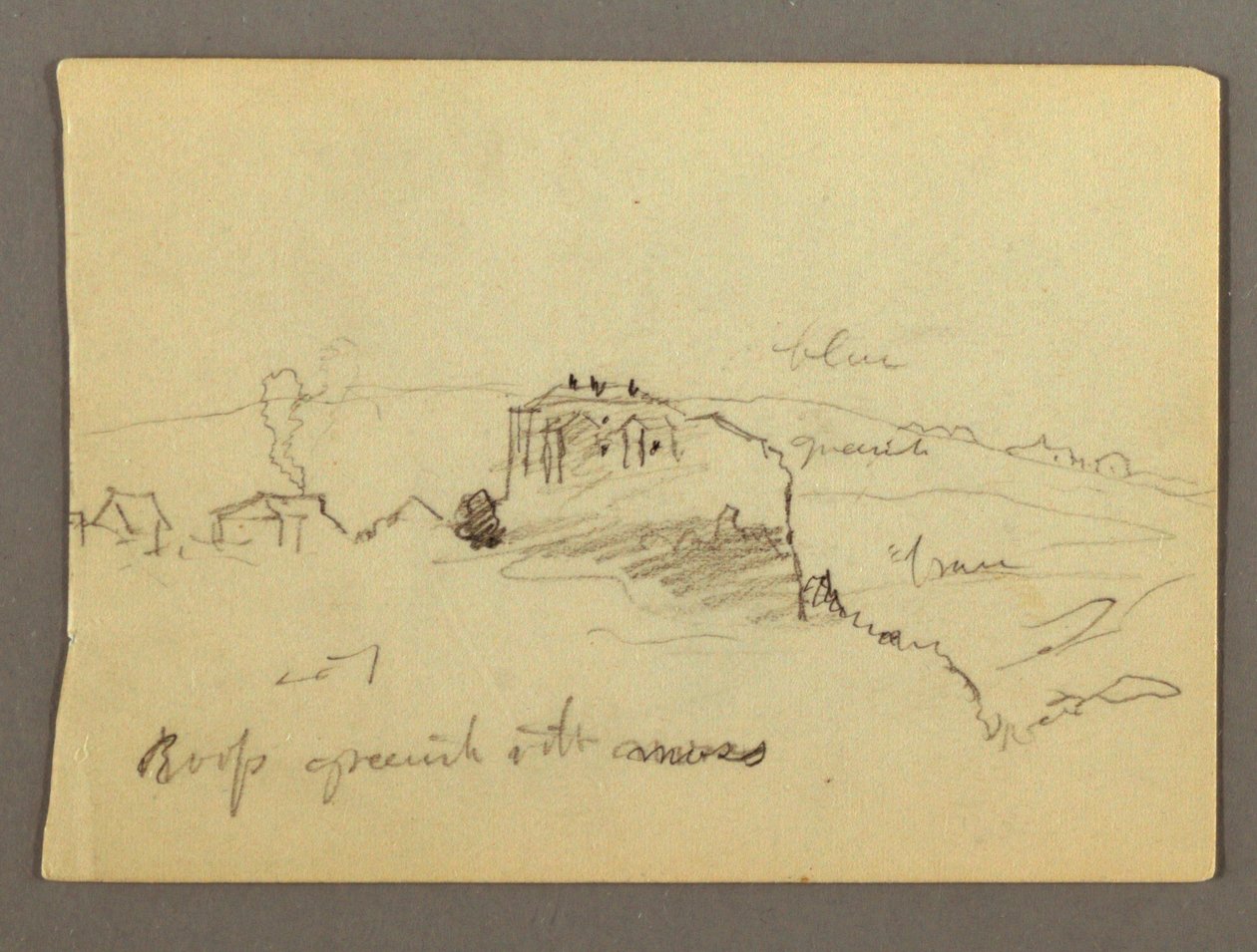 Dibujo, Casas en la cima de una colina, posiblemente 1868-69 de Frederic Edwin Church