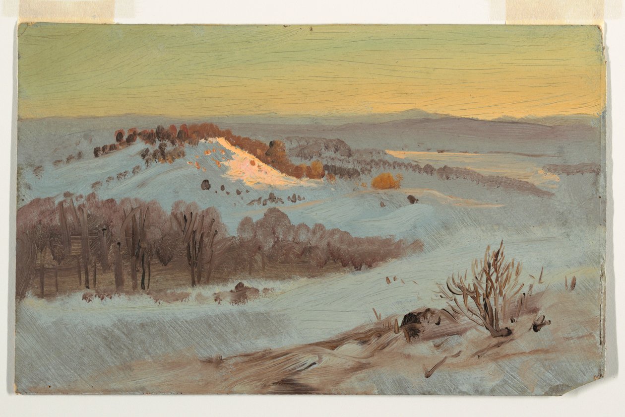 Dibujo, Hudson Valley, Nueva York en invierno, 1869-70 de Frederic Edwin Church
