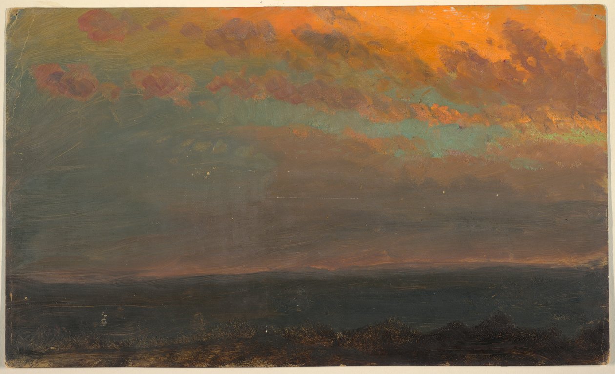 Dibujo, Valle del Hudson al atardecer, 1870-80 de Frederic Edwin Church