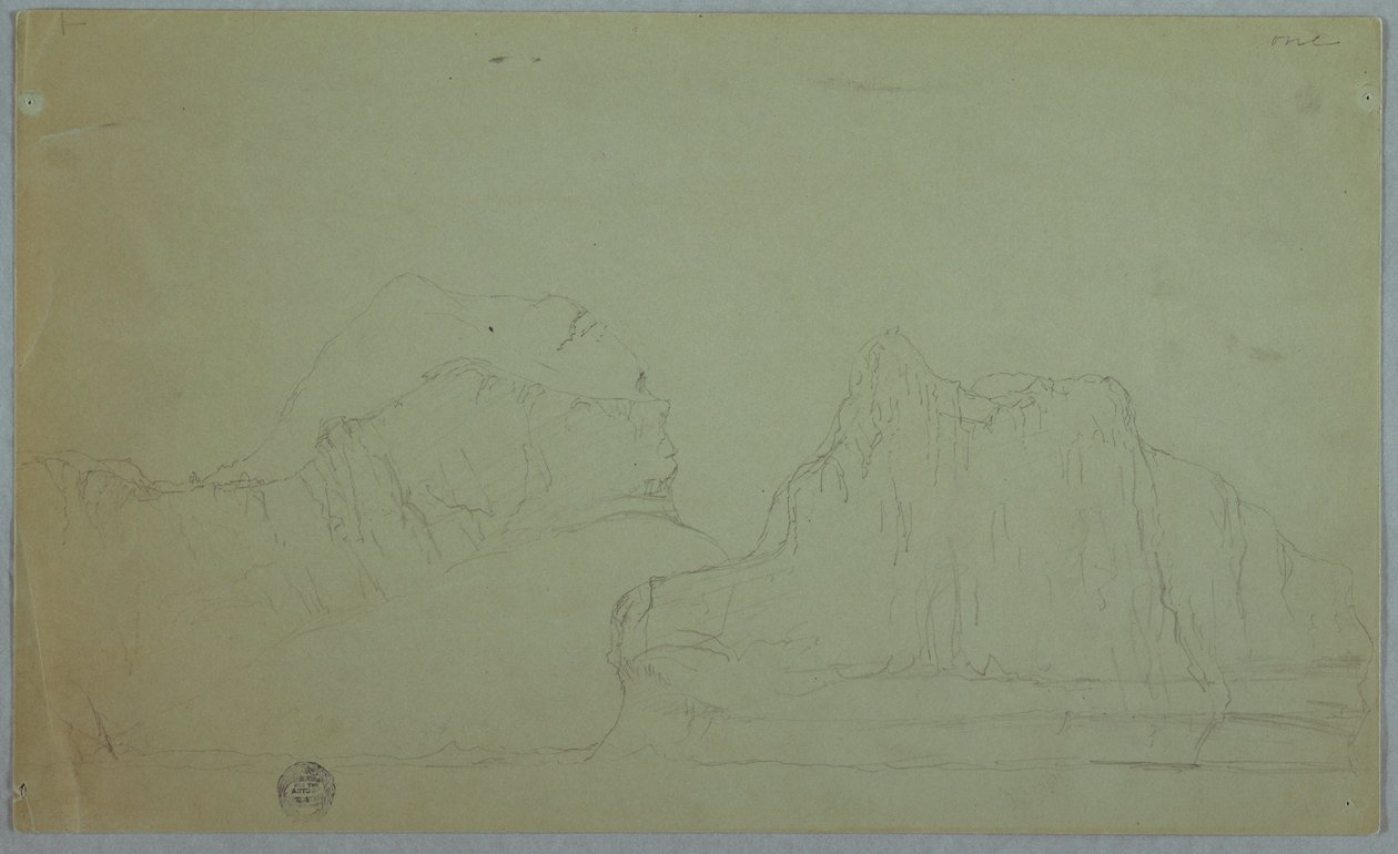Dibujo, Iceberg con dos picos, junio o julio de 1859 de Frederic Edwin Church