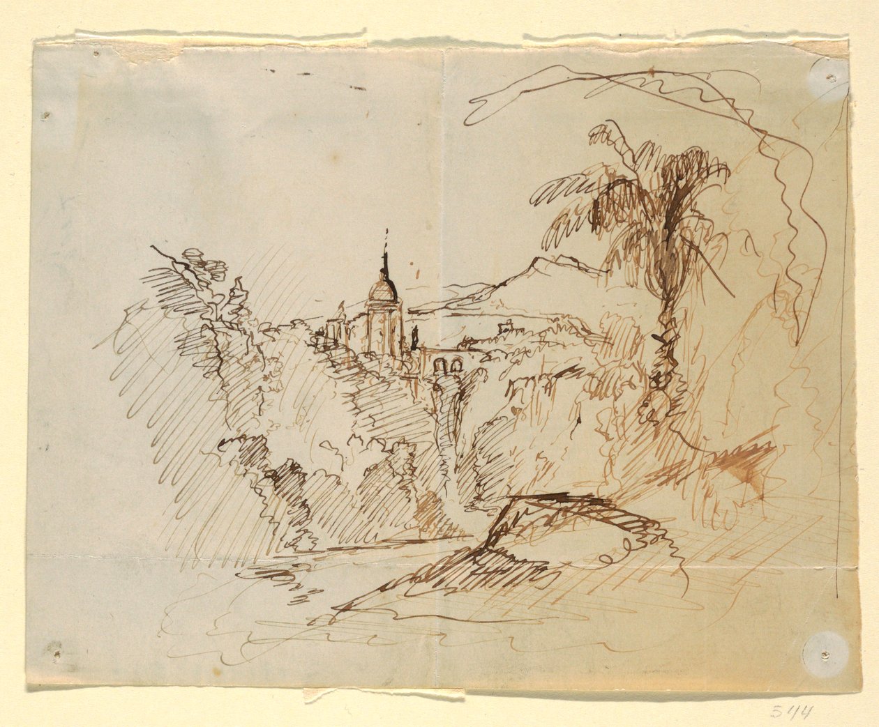 Dibujo, Paisaje imaginario, 1865-66 de Frederic Edwin Church
