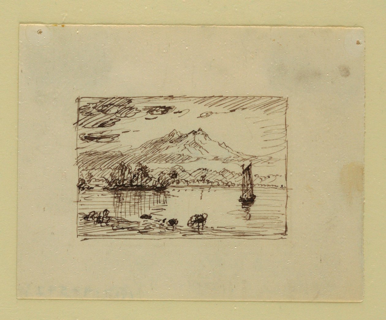 Dibujo, Paisaje imaginario, hacia 1850 de Frederic Edwin Church