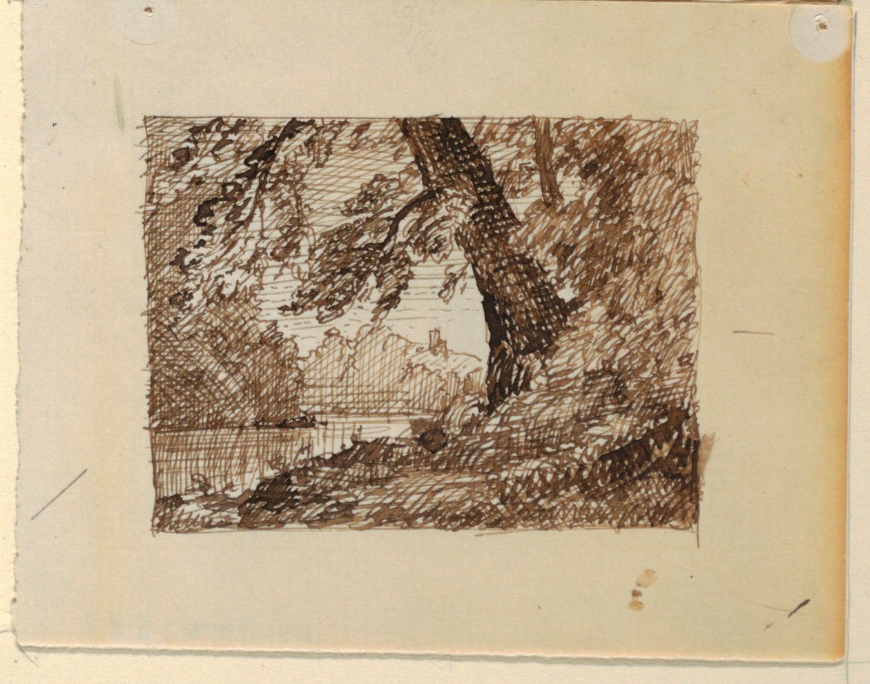 Dibujo, Paisaje fluvial imaginario, ca. 1870-73 de Frederic Edwin Church