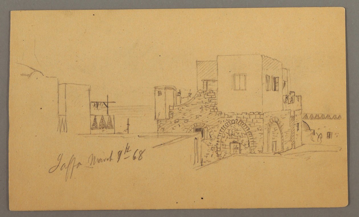 Dibujo, esquina de la calle Jaffa, Palestina [Tel Aviv, Israel], 9 de marzo de 1868 de Frederic Edwin Church