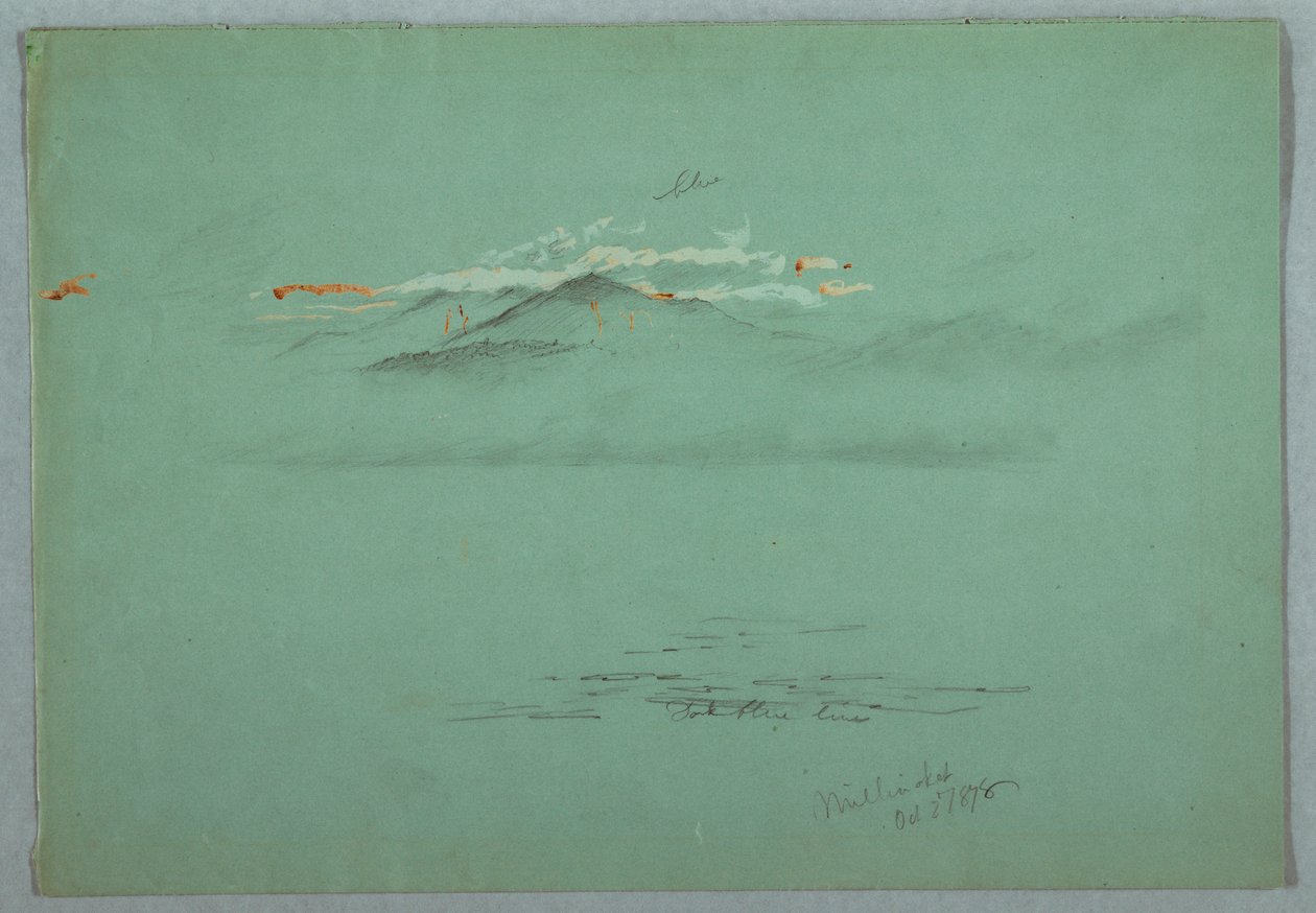 Dibujo, Lago Millinoket y Monte Katahdin, 1878 de Frederic Edwin Church